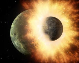 Noch immer  wissen wir nicht genau, wie der Mond entstand. Die Einschlag-Theorie (Kollisionshypothese) hat nun eine neue Variante bekommen.